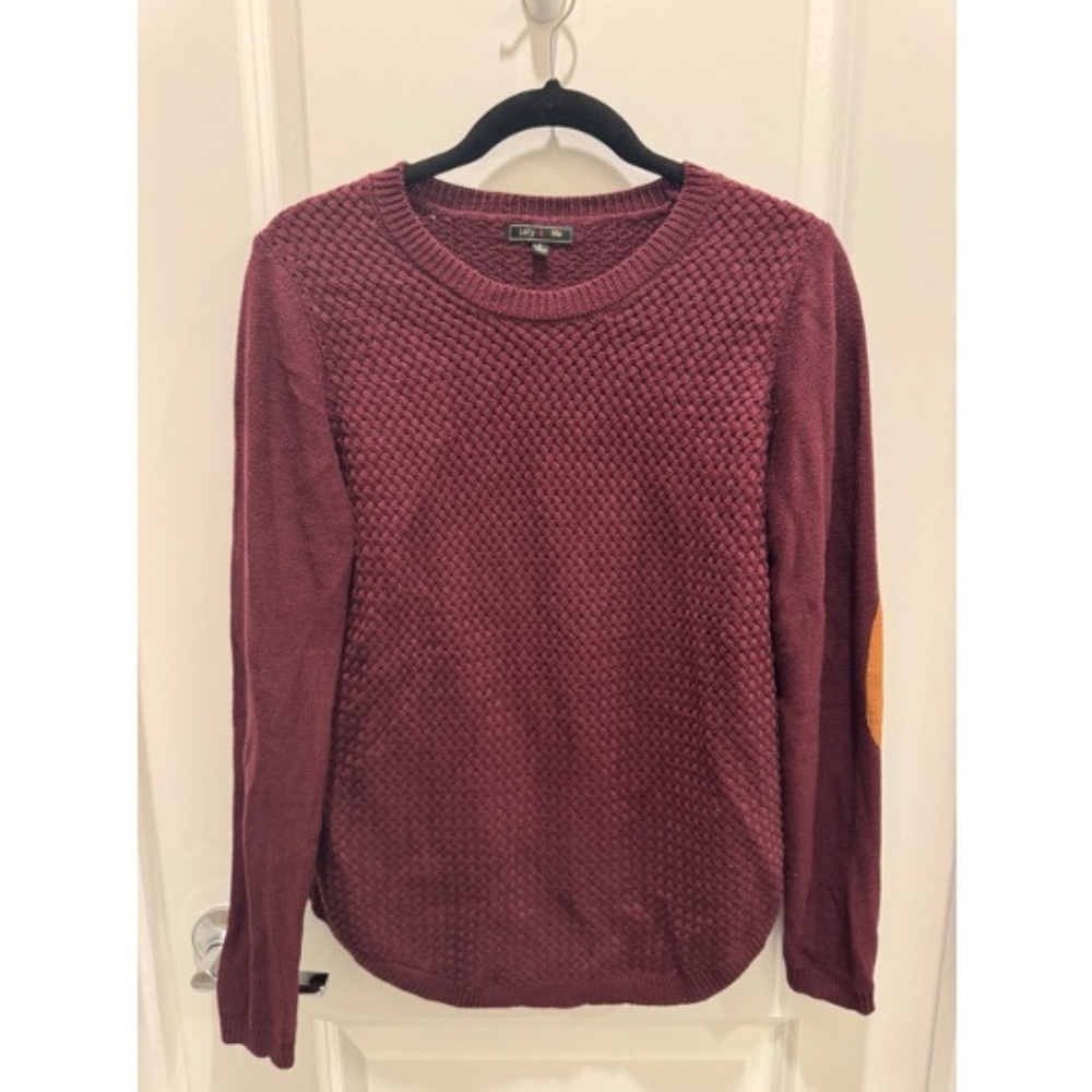 Lety & Me maroon sweater with elbow patches